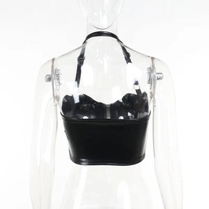 PU Leather Crop Tops Women