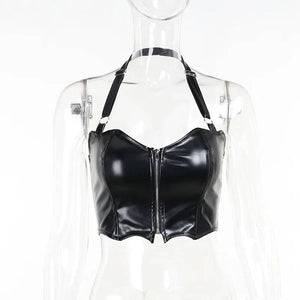 PU Leather Crop Tops Women