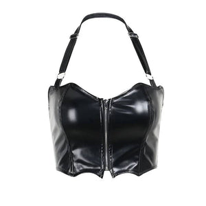PU Leather Crop Tops Women