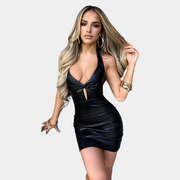 Robe en cuir découpée