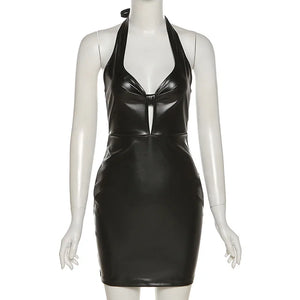 PU Leather Cut Out Dress