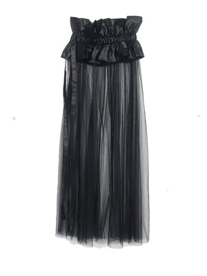 Pu Leather Ruffles Y2K Skirt