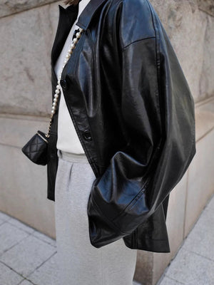PU Leather  Simple Women Jacket Spring