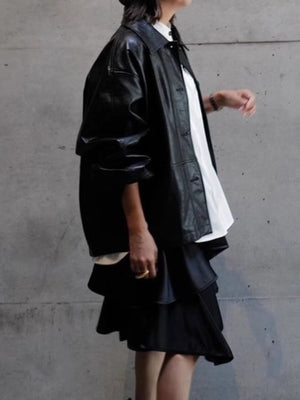 PU Leather  Simple Women Jacket Spring