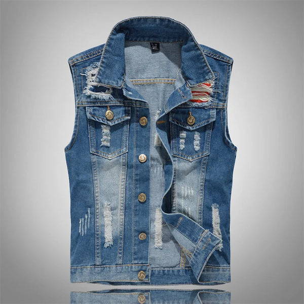 Punk Denim Utility Vest