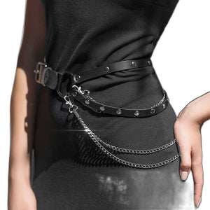 Punk Leather Waist Body Chain - product view on white background
