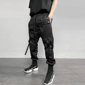 Pantalon d'extérieur noir multi-poches de style punk