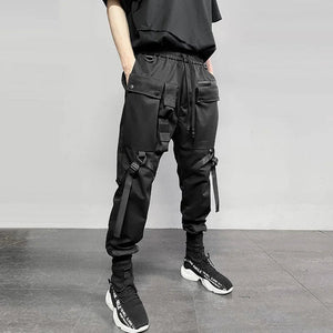 Pantalon d'extérieur noir multi-poches de style punk