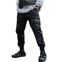 Punk Style Multi-pocket Outdoor Vibrant Black Pant - product view on white background