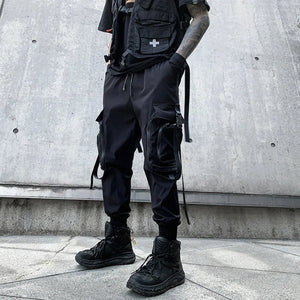 Punk Style Multi-pocket Vibrant Black Pant