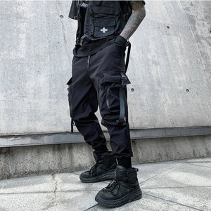 Punk Style Multi-pocket Vibrant Black Pant