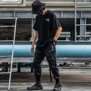 Pantalon noir réfléchissant de style punk