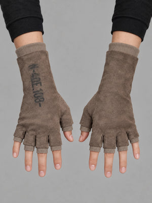 Pure Cotton Techwear Winter Gloves worn by a person, close-up on both hands, front view on a grey studio background