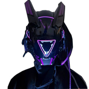 Purple Cyberpunk Futuristic Helmet - product view on white background