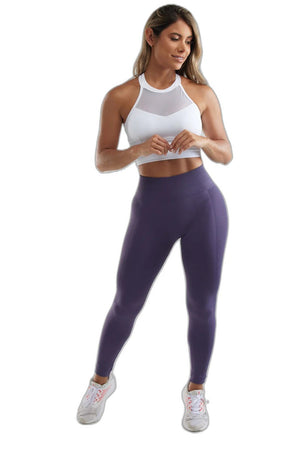 Purple Scrunch Butt Leggings - product view on white background