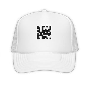 QR Code Trucker Hat White - product view on white background