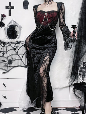 Queen Gothic Velvet Lace Dress