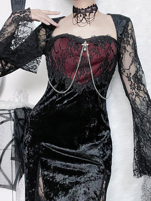 Queen Gothic Velvet Lace Dress