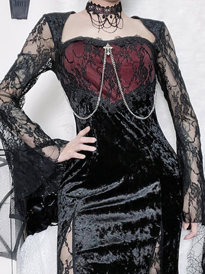 Queen Gothic Velvet Lace Dress