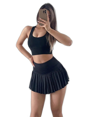 Quick Dry Black Skort - product view on white background