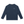 Navy Blue raglan long sleeve shirt laid flat, front view with heathered fabric and small chest print