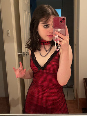 Red Black Goth Dress