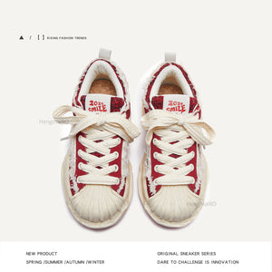 Red Broken Style Shoes Y2K