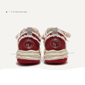 Red Broken Style Shoes Y2K
