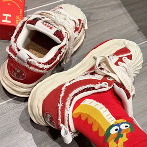 Red Broken Style Shoes Y2K