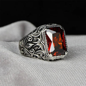 Red Crystal Signet Gothic Ring — photo 1