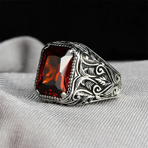 Red Crystal Signet Gothic Ring — photo 2