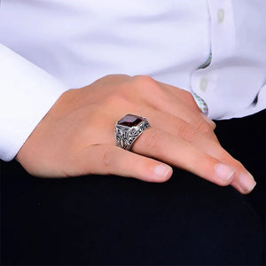 Red Crystal Signet Gothic Ring — photo 4