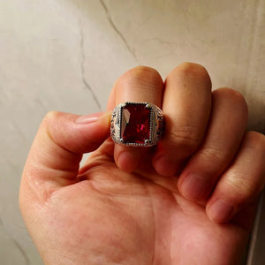 Red Crystal Signet Gothic Ring — photo 5
