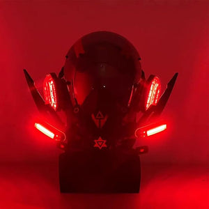 Red Tech Cyberpunk Helmet