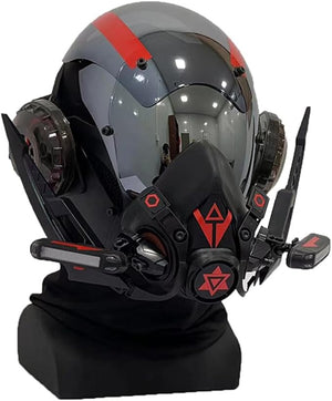 Red Tech Cyberpunk Helmet