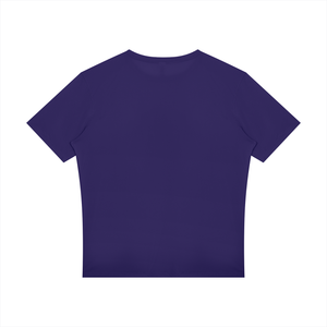 Deep Purple reflective trim gym tee laid flat from the back, plain dark purple back