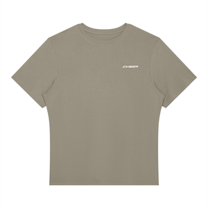 Gray Green Regular Fit Athletic T Shirt laid flat, front view with a white CYBER logo on the chest