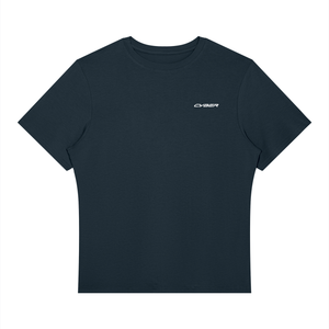 Gray Blue Regular Fit Athletic T Shirt laid flat, front view with the small white CYBER logo on the chest