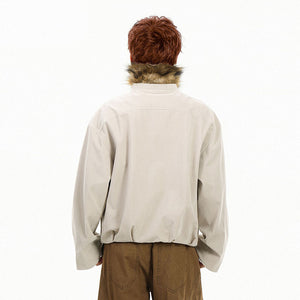 Removable Fur Collar Y2K Jacket Men