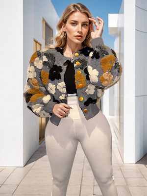 Retro 3D Flowers Women Jacket Spring
