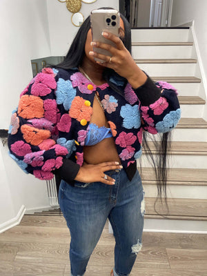 Retro 3D Flowers Women Jacket Spring