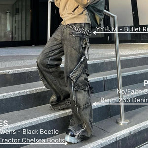 Retro Cyberpunk Denim Pants