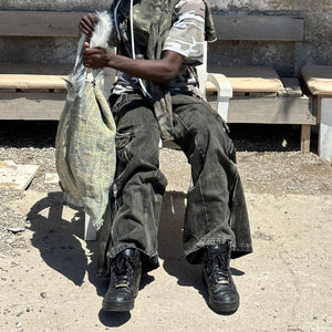 Retro Cyberpunk Denim Pants