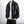 Black PU leather jacket with a pointed collar worn over a white tee and chain, front view against white