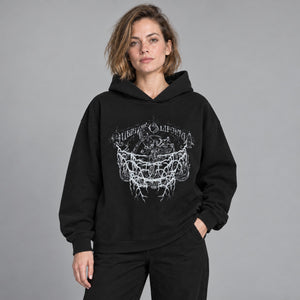 Retro Style Vintage Y2K Hoodie – worn by a woman