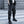 Black ribbon buckle techwear pants with an elastic waist