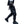 Black ribbon buckle techwear pants with an elastic waist