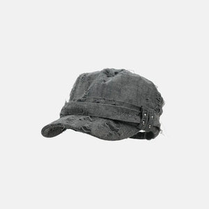 2025 Vintage Ripped Hole Hip Hop Punk Flat Cap Man Korean Fashion Rivet Distressed Hats For Woman