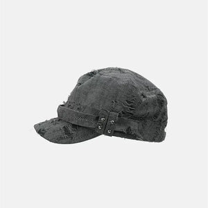 2025 Vintage Ripped Hole Hip Hop Punk Flat Cap Man Korean Fashion Rivet Distressed Hats For Woman