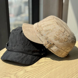 2025 Vintage Ripped Hole Hip Hop Punk Flat Cap Man Korean Fashion Rivet Distressed Hats For Woman